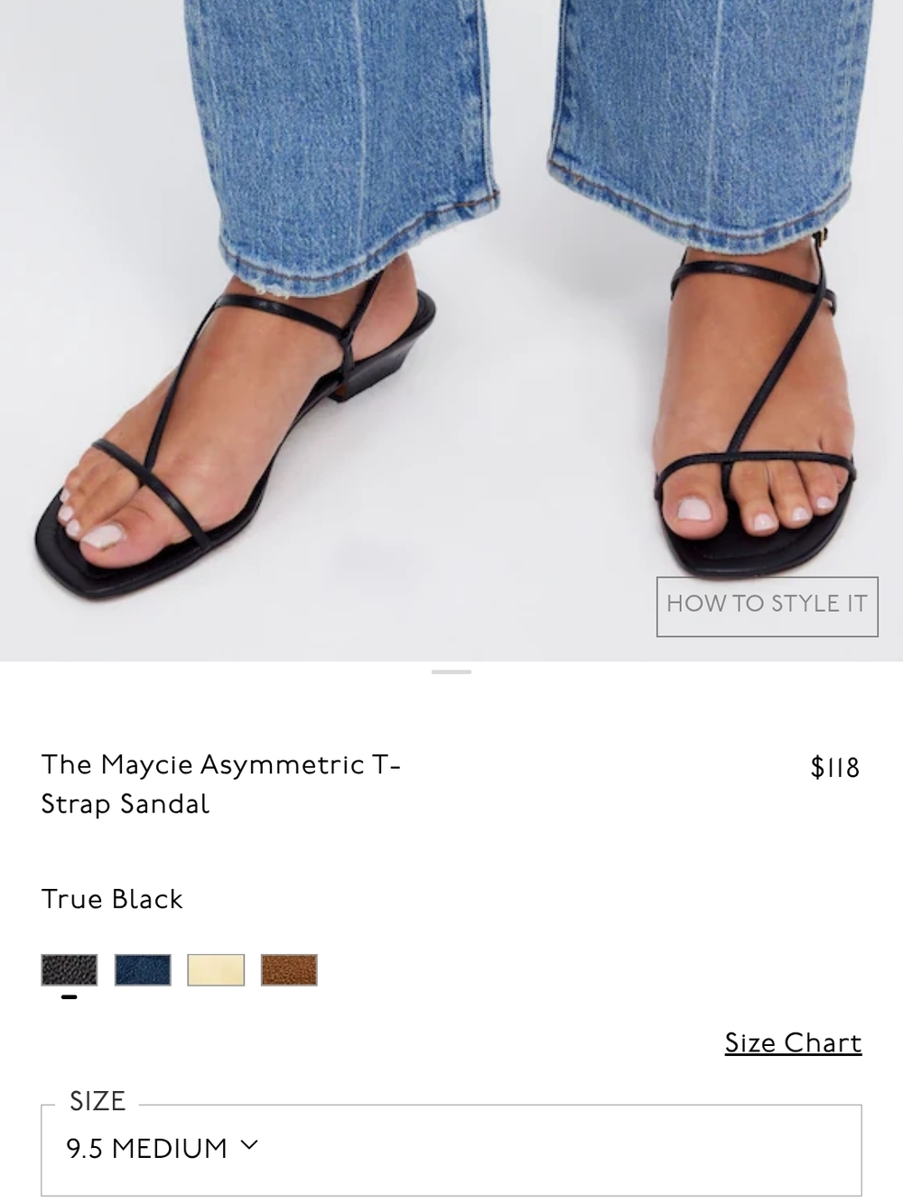Madewell Maycie Asymmetric T-Strap Sandal in True Black